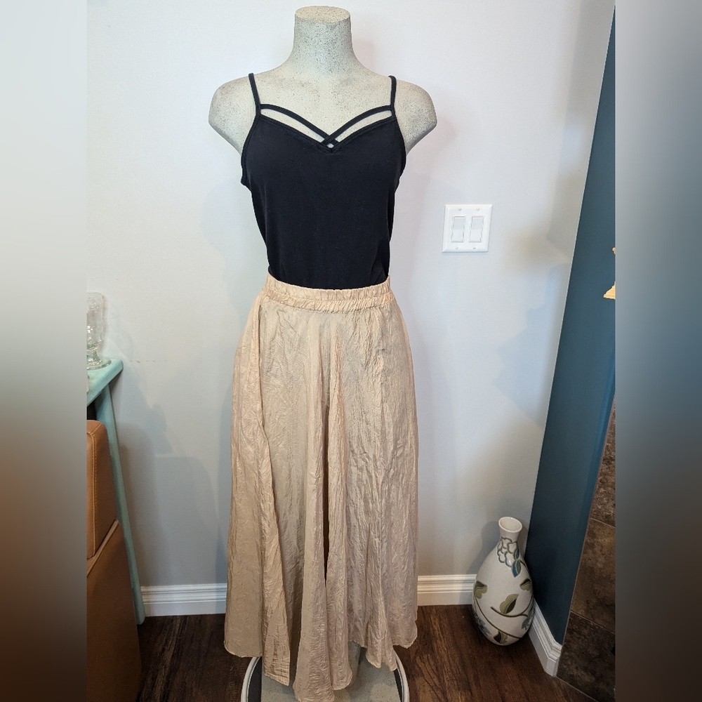 Vintage Wintersilks 100% Silk Full Maxi Skirt Gold Size Xl